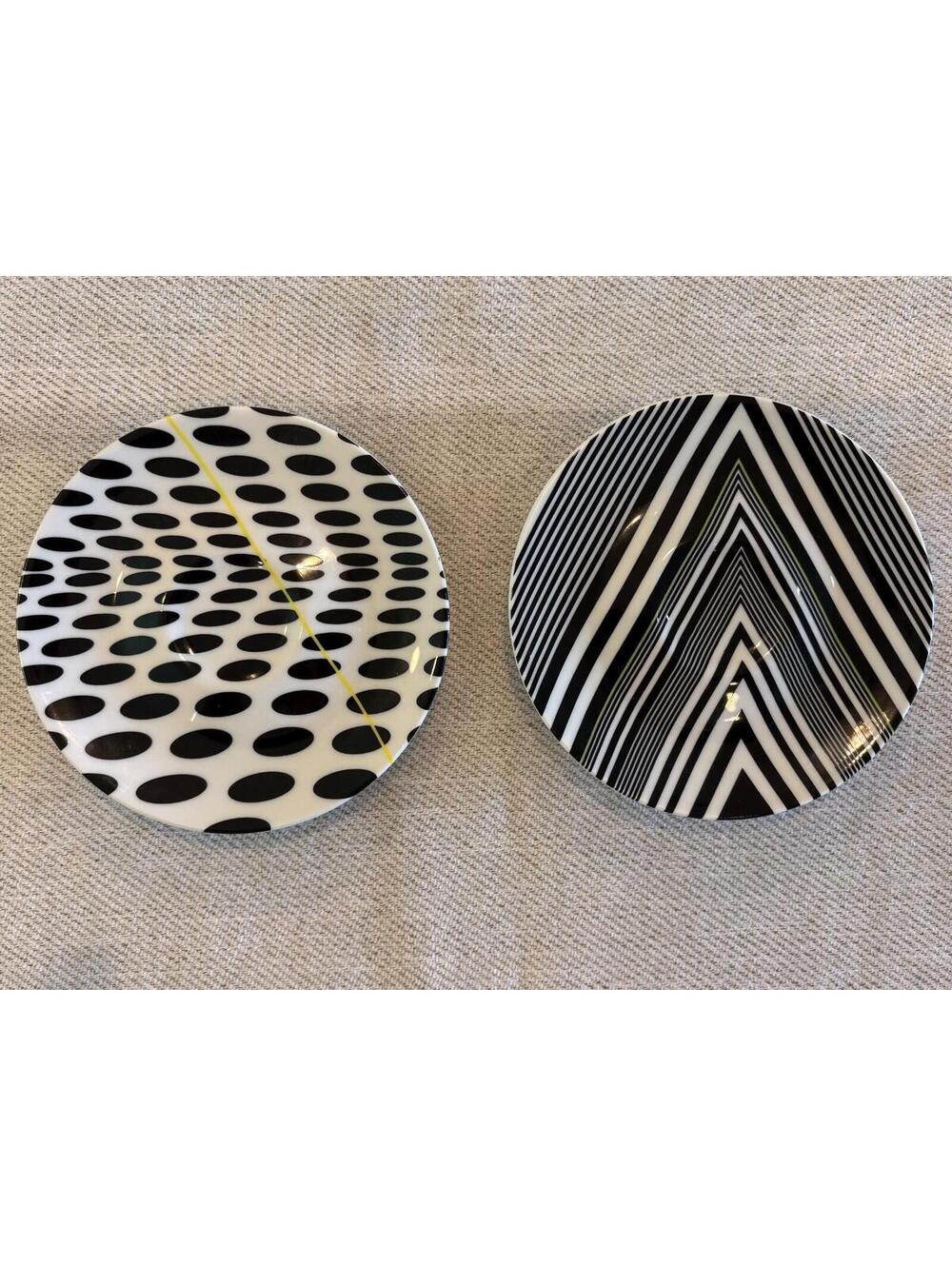 illy Tobias Rehberger 2010 Bar Collection Espresso Saucers Optic Set of 2